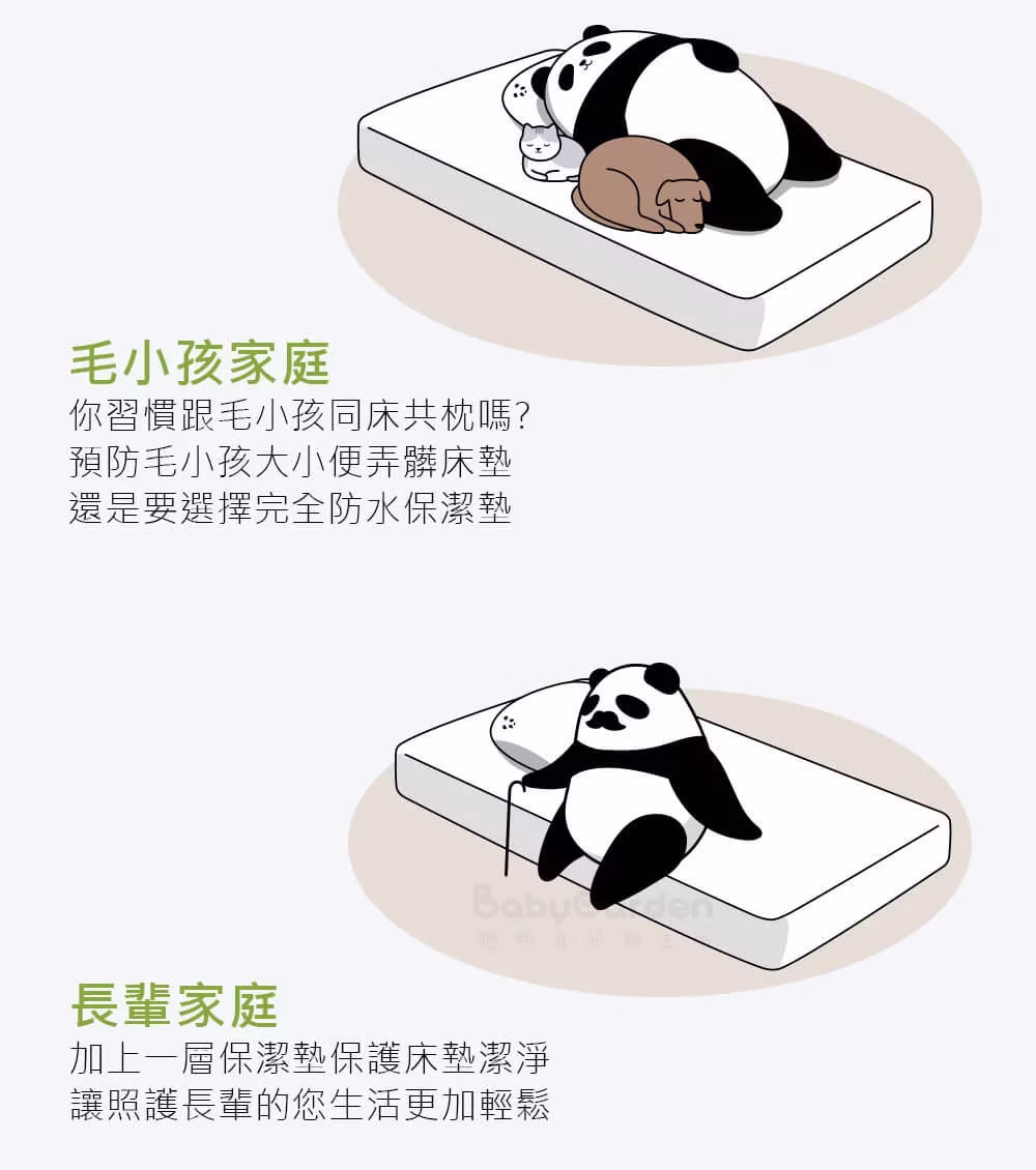 有毛小孩或是長輩的家庭也很適合用Panda 防水保潔墊